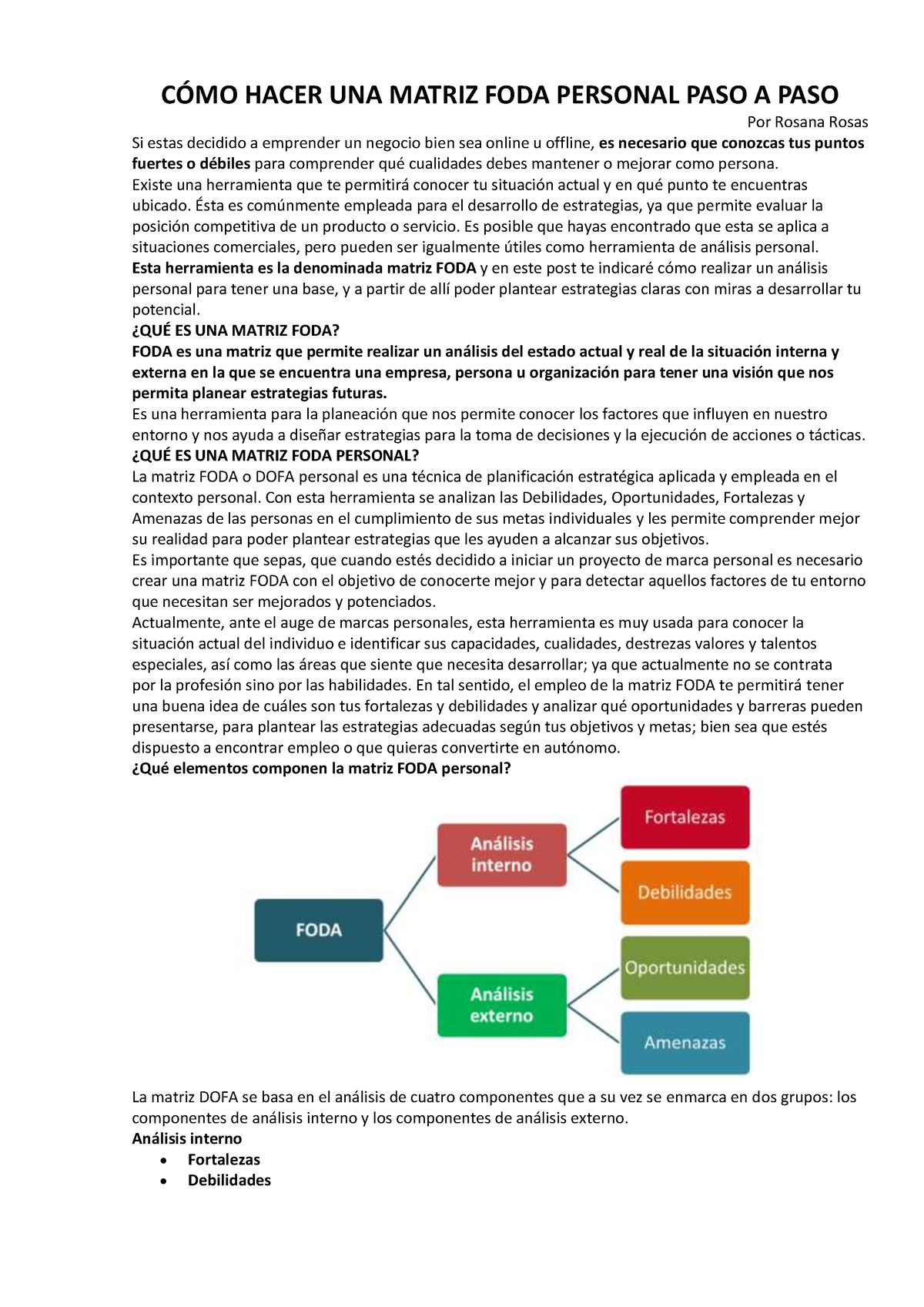 CÓmo Hacer Una Matriz Foda Personal Paso A Paso CÓmo Hacer Una Matriz Foda Personal Paso A