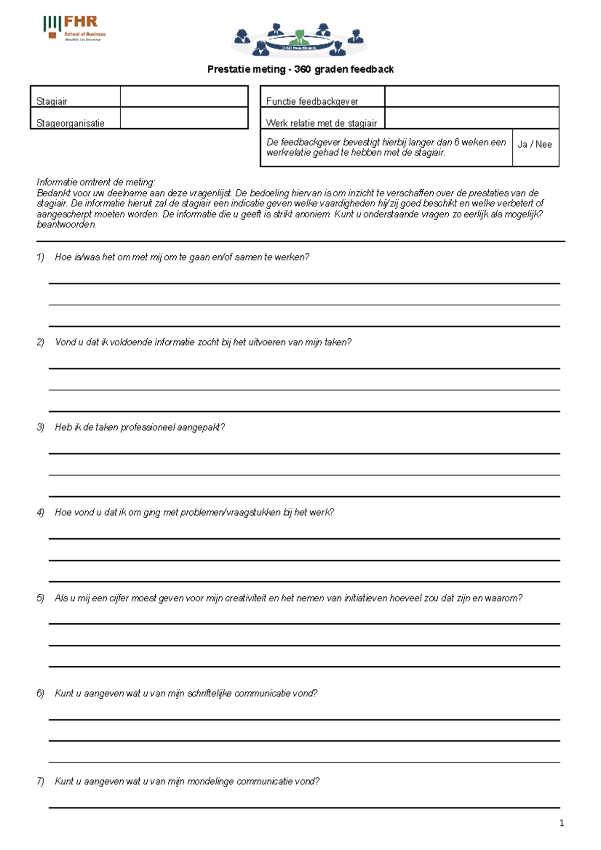 220311 Vragenlijst Formulier 360 Graden Feedback Prestatie Meting 