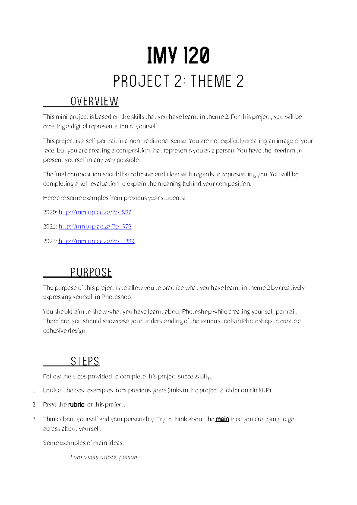[IMY120] Project 2 - IMY 120 PROJECT 2: THEME 2 OVERVIEW This mini ...