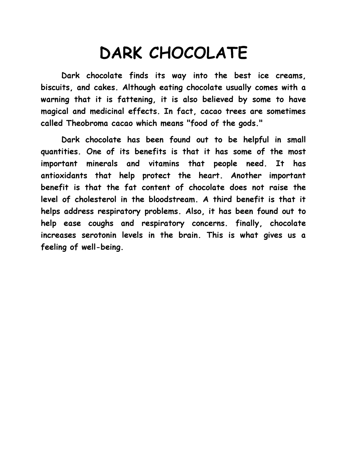 GST Grade 7-DARK Chocolate - DARK CHOCOLATE Dark chocolate finds its ...