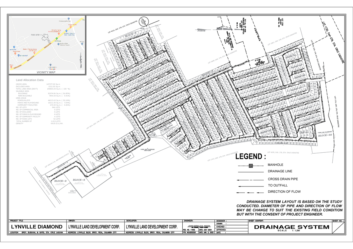 Lynville Diamond - Drainage System - S C A L E 1 : 1, LYNVILLE DIAMOND ...