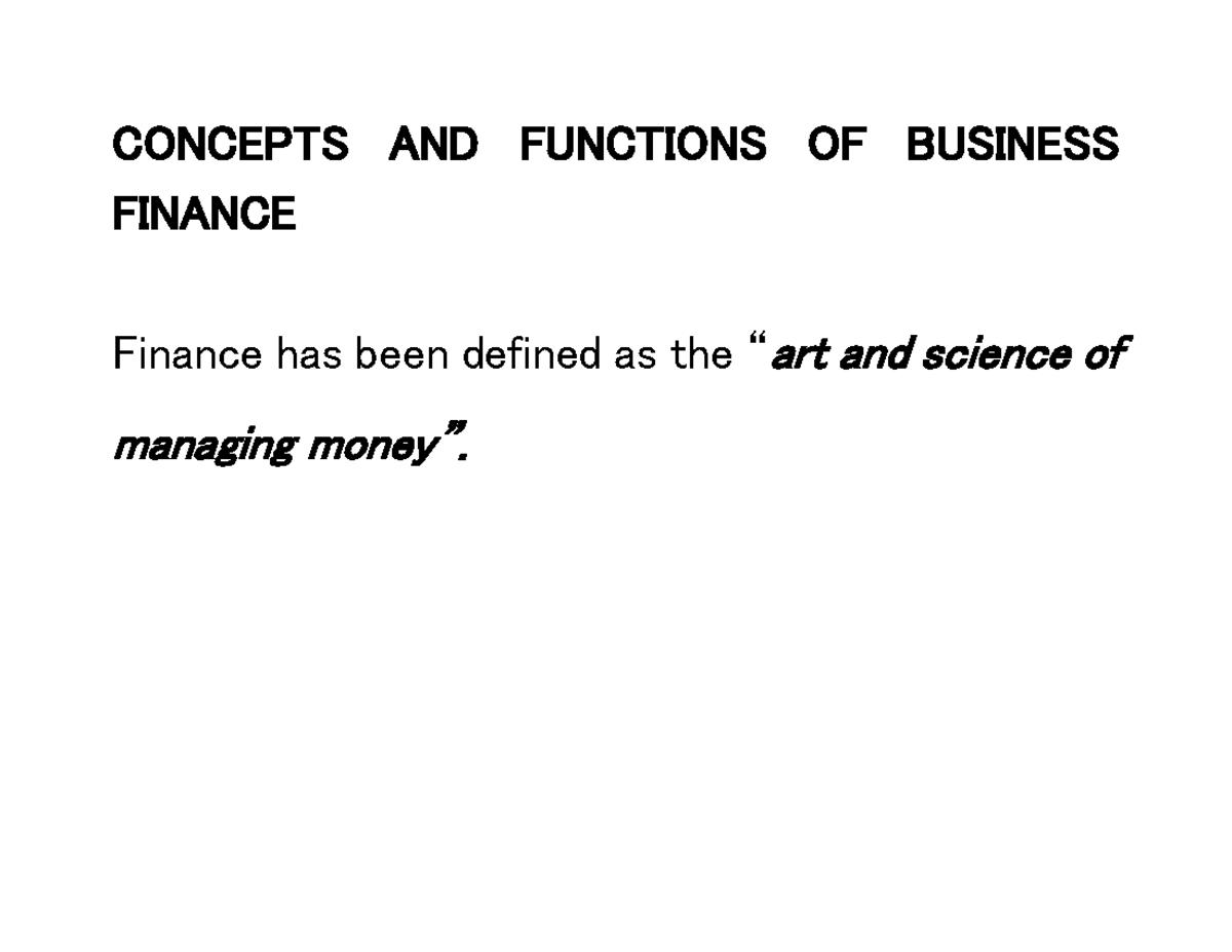 Module 3 - Lesson 3 - CONCEPTS AND FUNCTIONS OF BUSINESS FINANCE ...