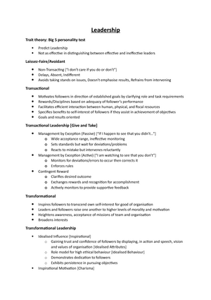 Organisational Behaviour Notes - Organisational Behaviour Chapter 1 ...