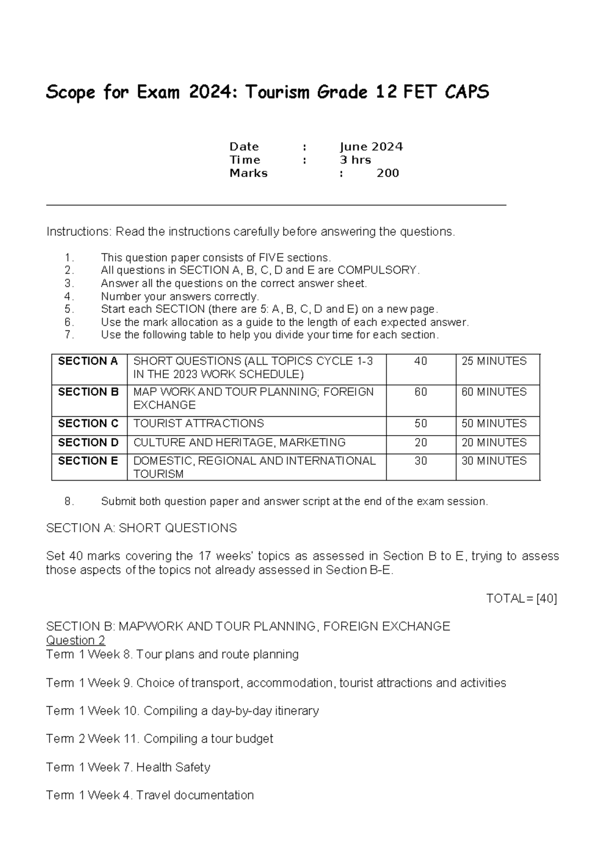 tourism trial exam 2019 grade 12