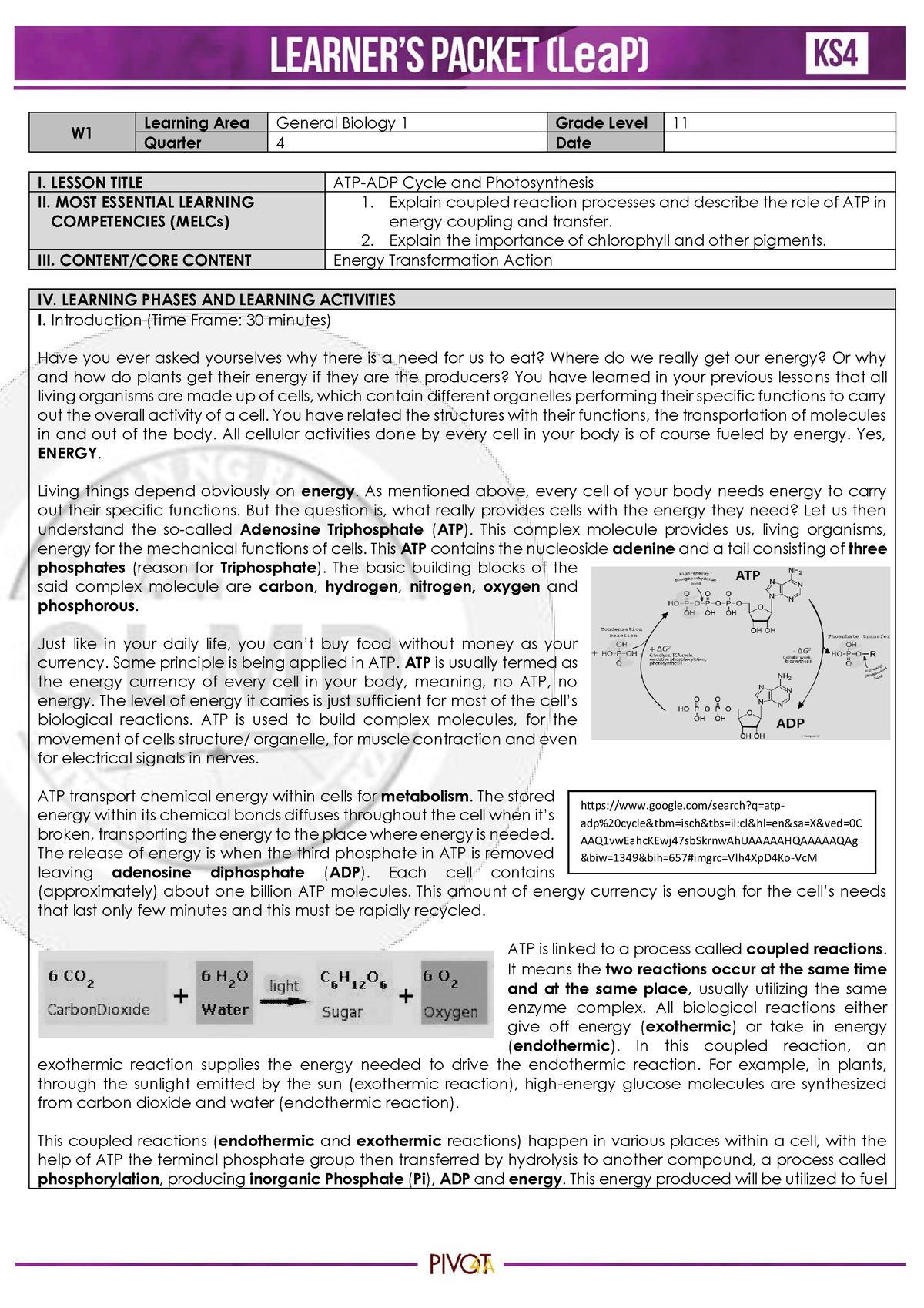 Q4 STEM General Biology 1 Week 1 - W Learning Area General Biology 1 ...