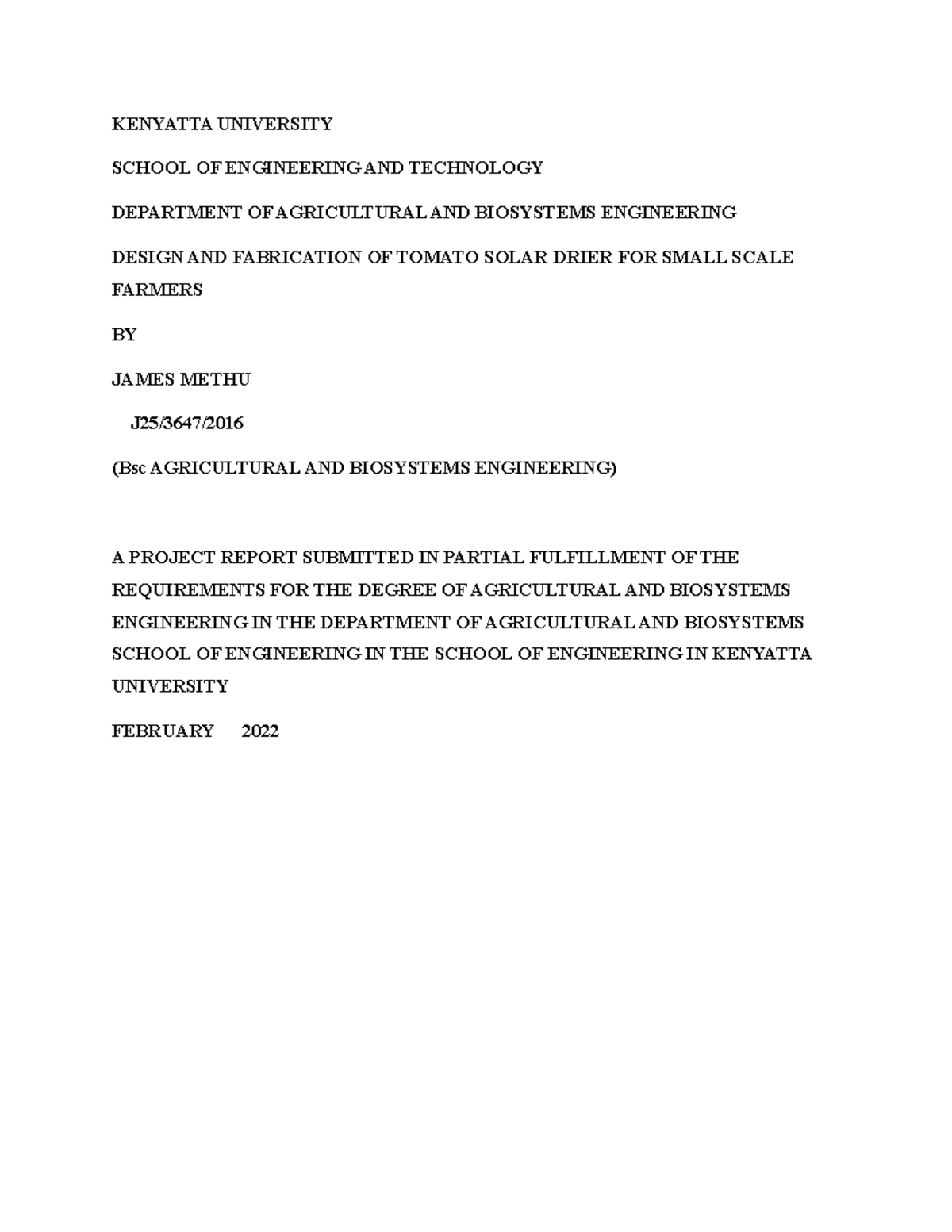 Project report 00121 - KENYATTA UNIVERSITY SCHOOL OF ENGINEERING AND ...