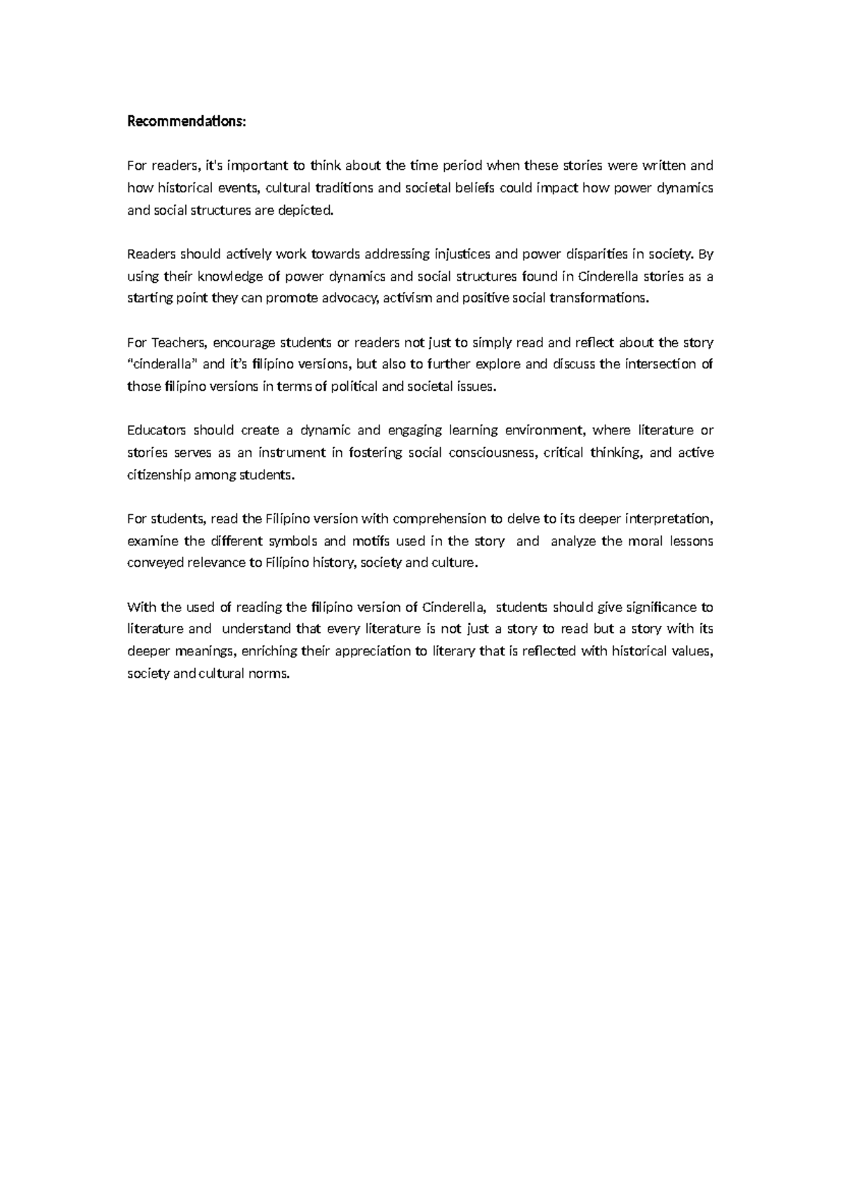 Recommendations - Assignment for EED 223 - Recommendations: For readers ...