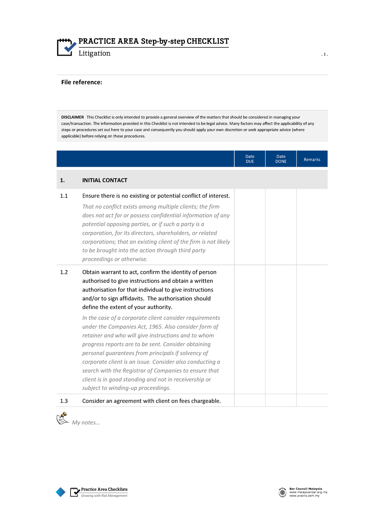 Civil Litigation Checklist Studocu