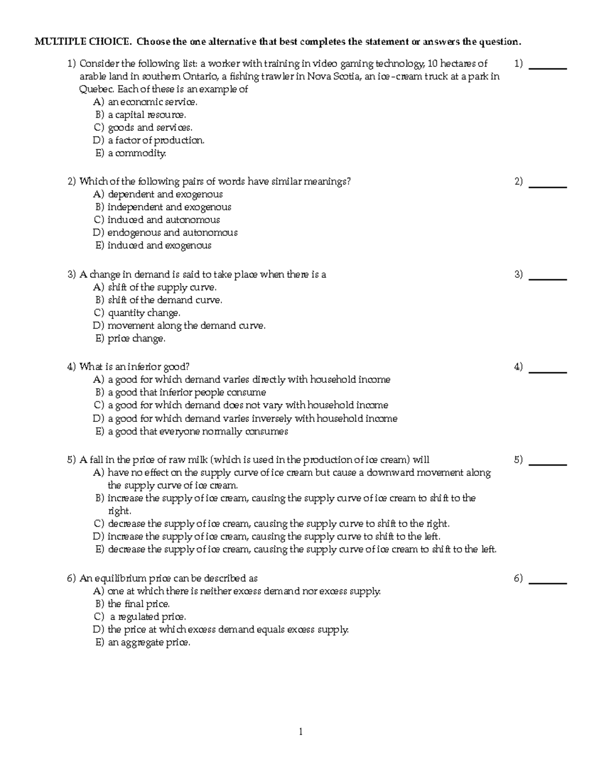 Midterm exam October 2018, questions and answers - MULTIPLE CHOICE ...