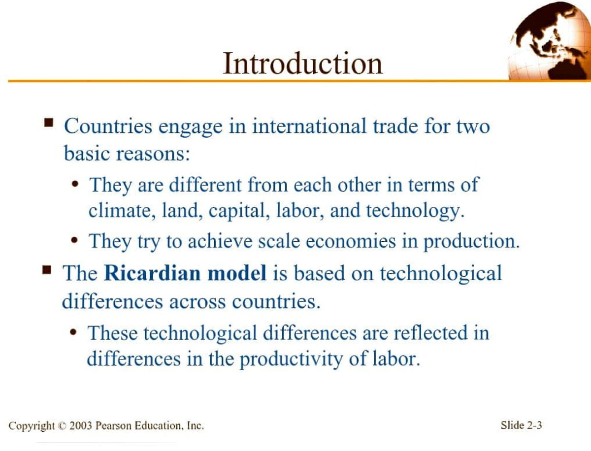 IT Ricardian Model - B.A. Economics (Hons.) - Studocu