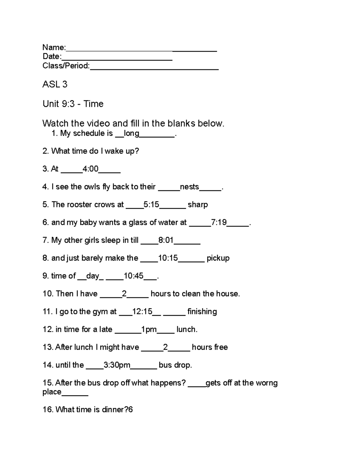Loser guy - asl homework 9.3 - Name ...