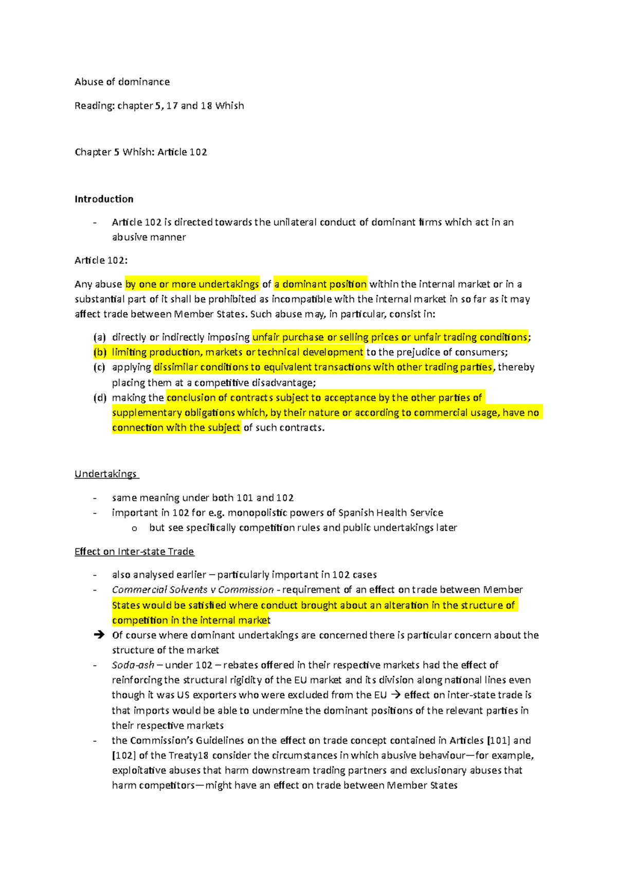 Abuse of dominance - Abuse of dominance Reading: chapter 5, 17 and 18 ...