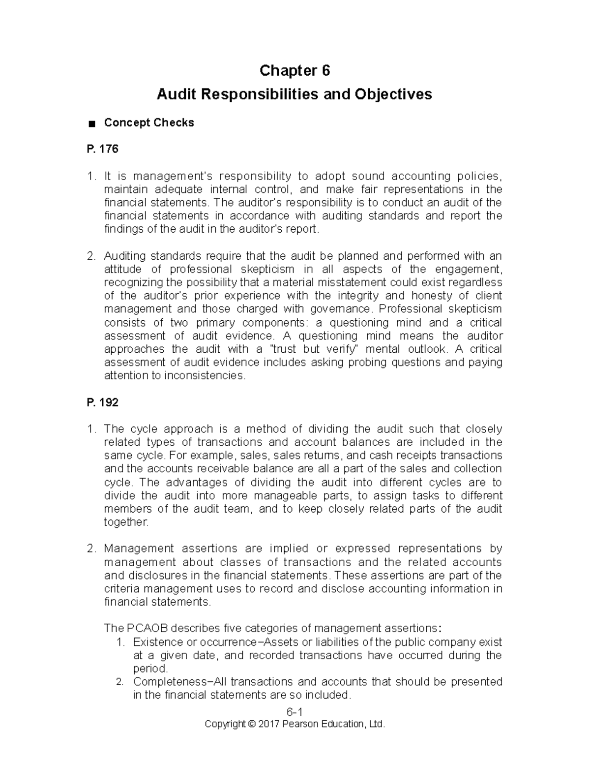 Arens Auditing 16e Sm 06 - Chapter 6 Audit Responsibilities And ...