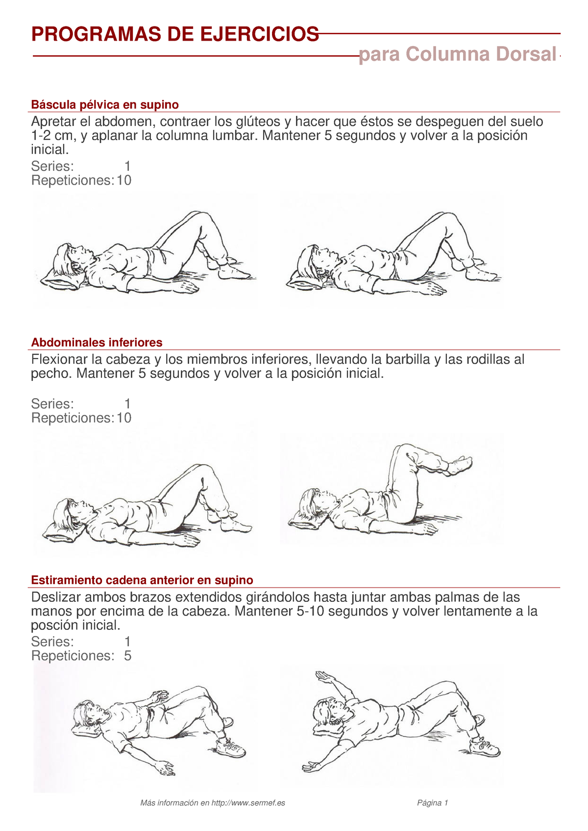 Columna Dorsal Programas De Ejercicios Para Columna Dorsal Báscula Pélvica En Supino Apretar 4510