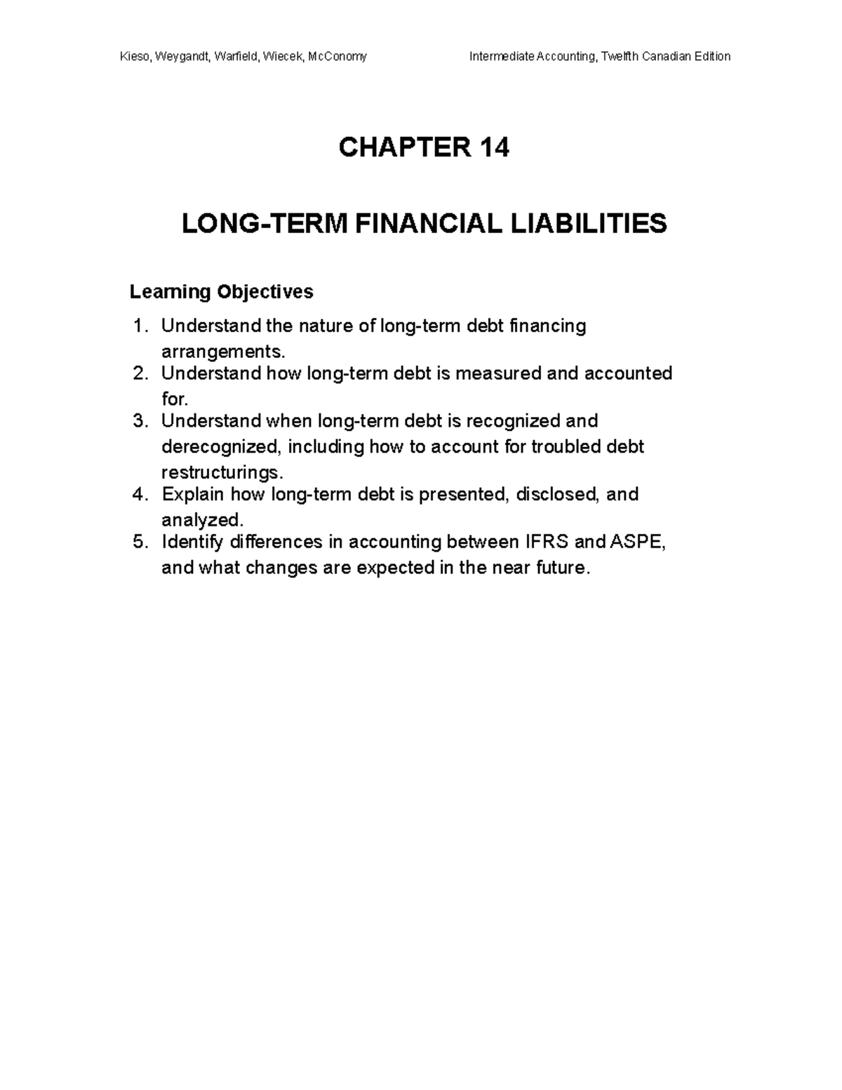 Intermediate Accounting Chapter 14 Financial Liabilities - Studocu