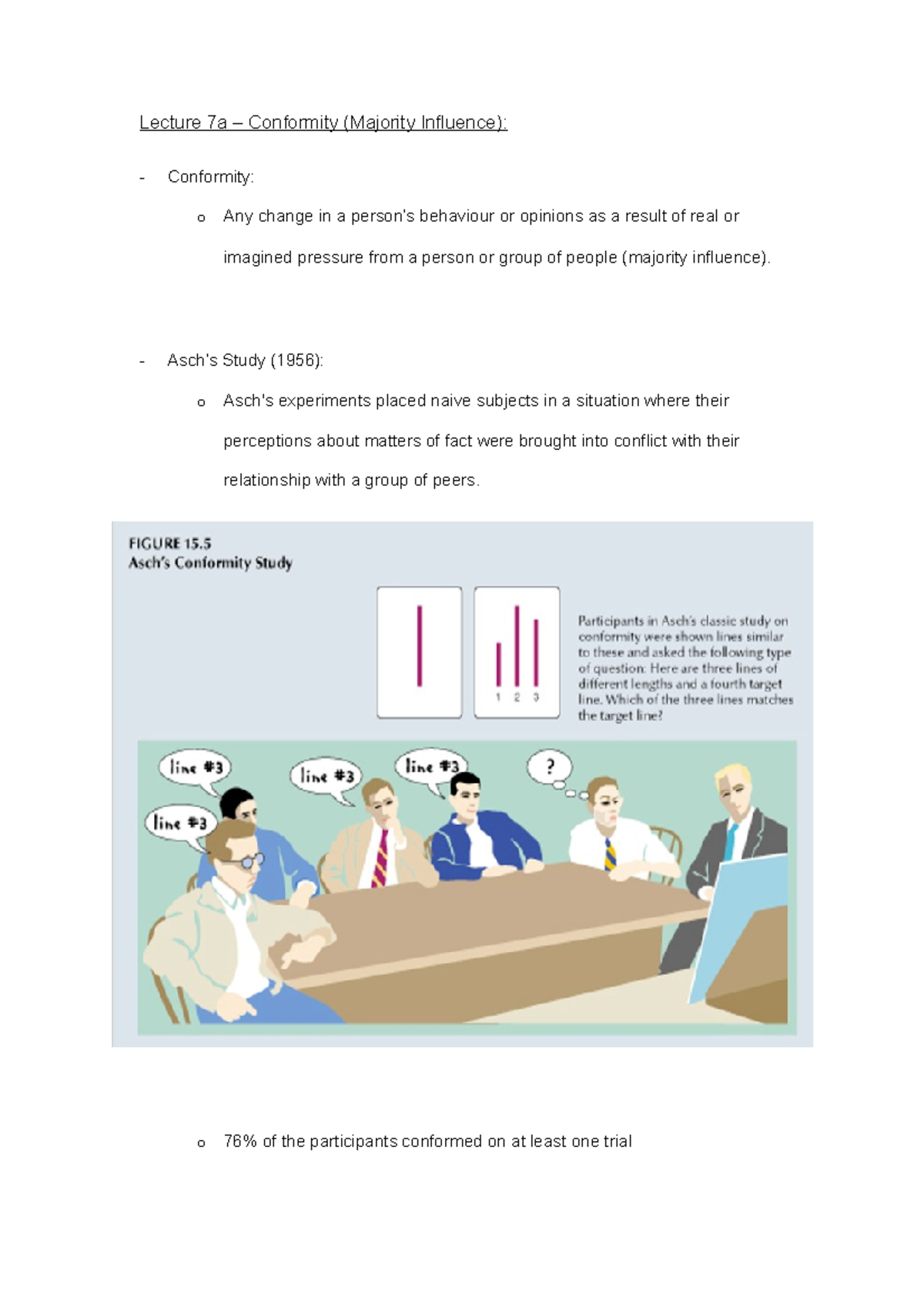 Conformity (Majority Influence) - Lecture 7a – Conformity (Majority