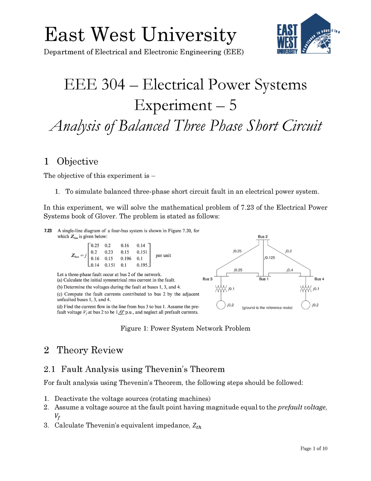 EEE 304 - Experiment 5 - Analysis Of Balanced Three Phase Short Circuit ...