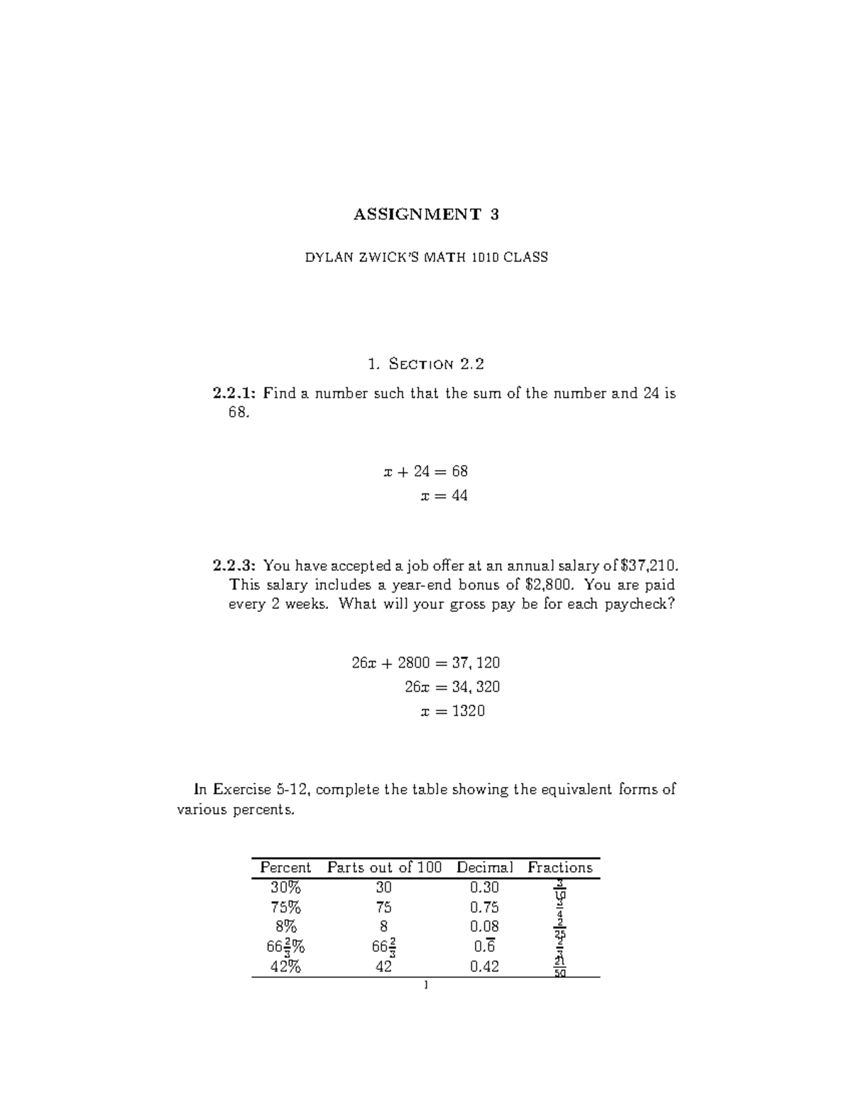 Seminar Assignments - Assignment 3 Solutions - ASSIGNMENT 3 DYLAN MATH ...