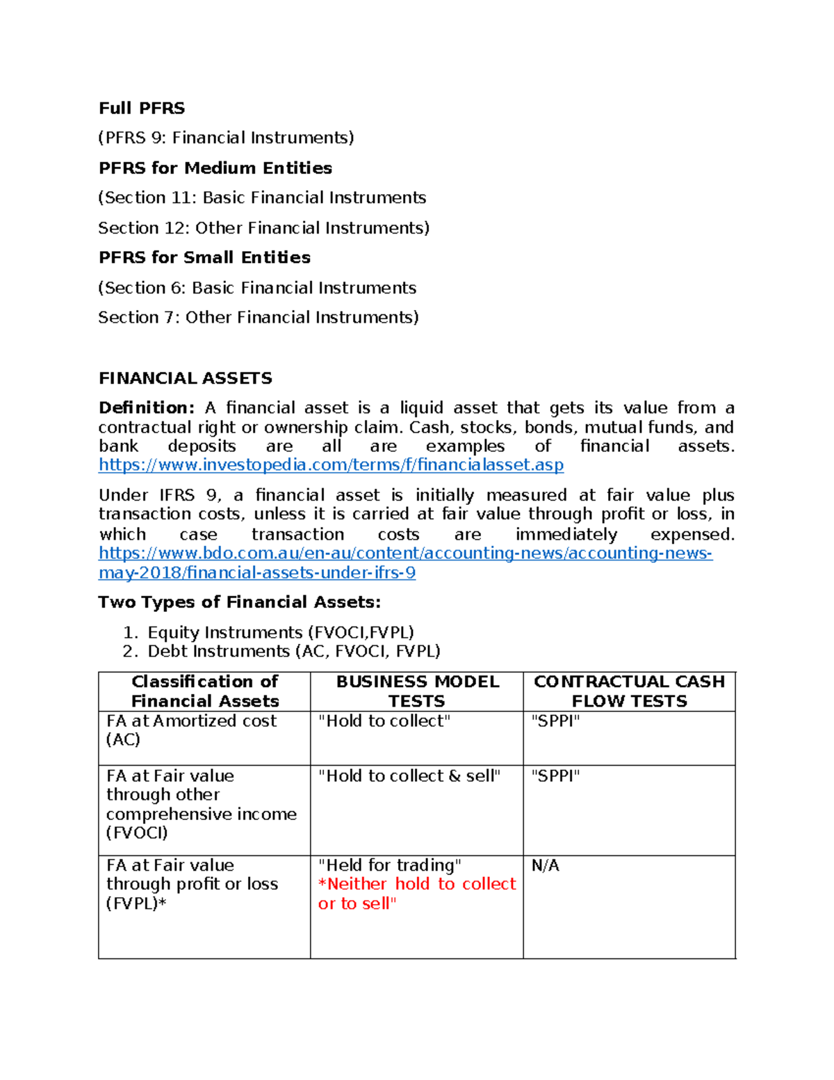 Financial- Assets - Full PFRS (PFRS 9: Financial Instruments) PFRS For ...