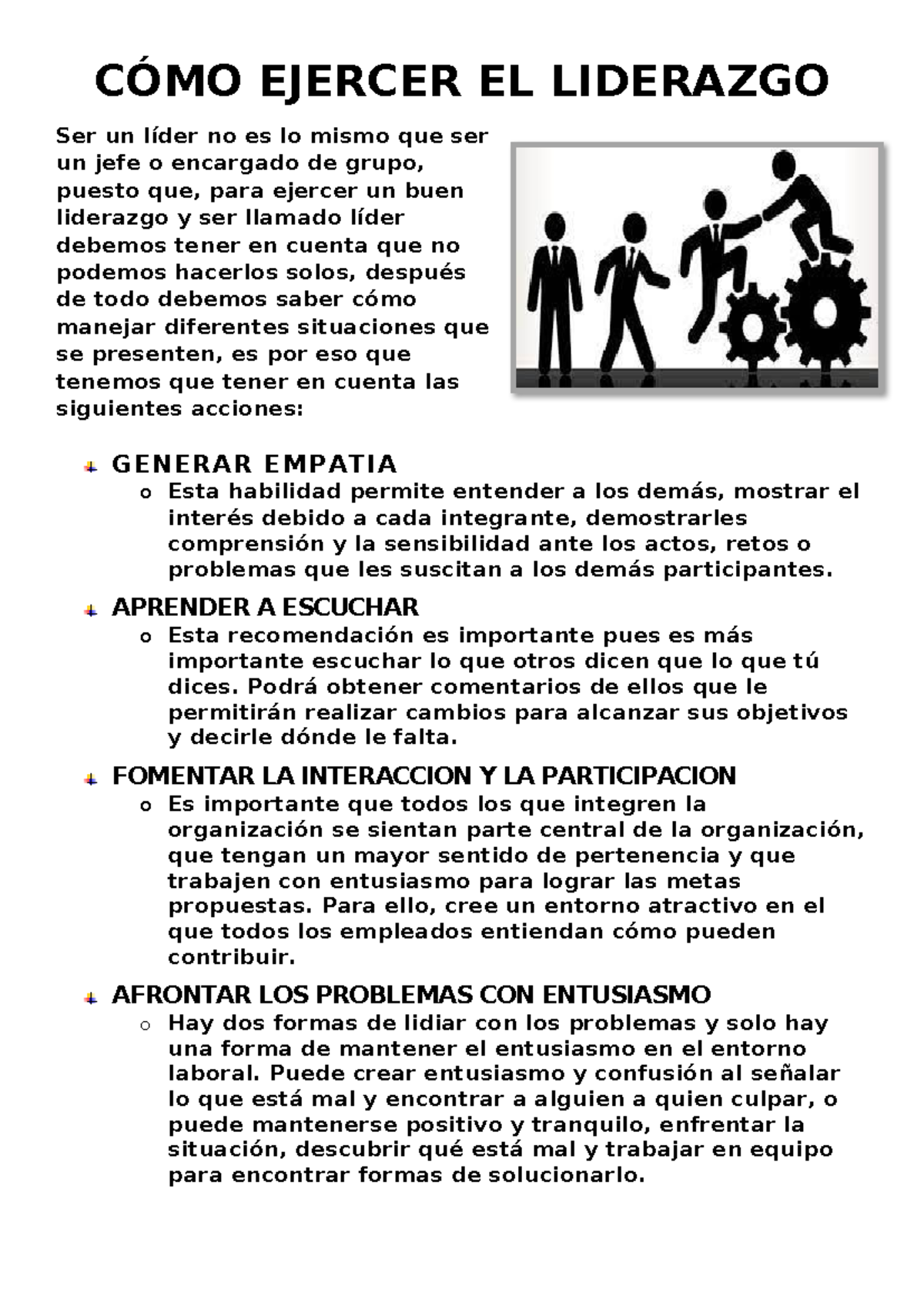 CÓMO Ejercer EL Liderazgo - CÓMO EJERCER EL LIDERAZGO Ser un líder no ...