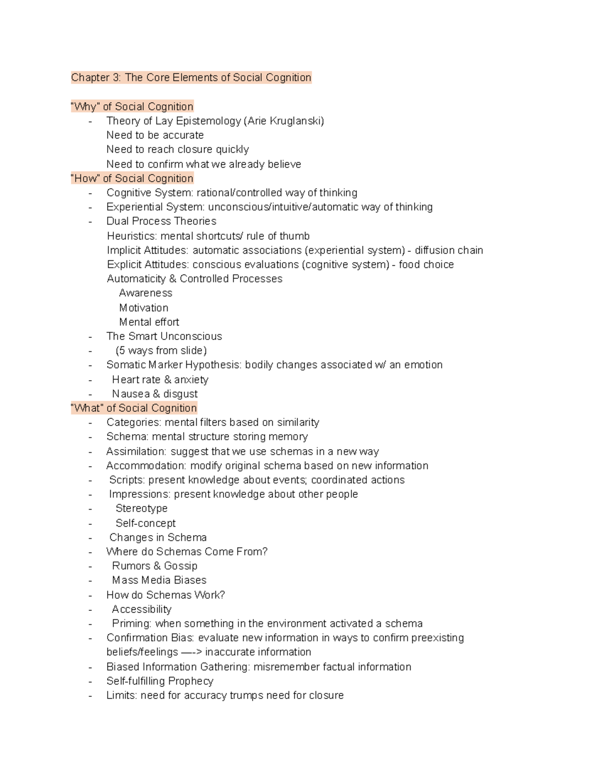 PSY 345 - 3 - Notes Based On Lecture Slides - Chapter 3: The Core ...