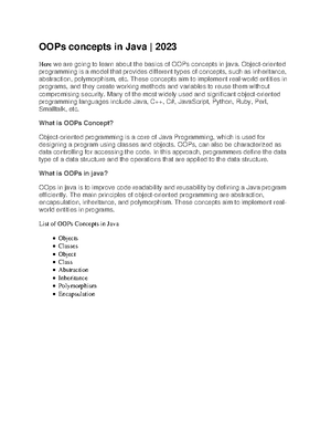 OOPs Concept in Java 2023