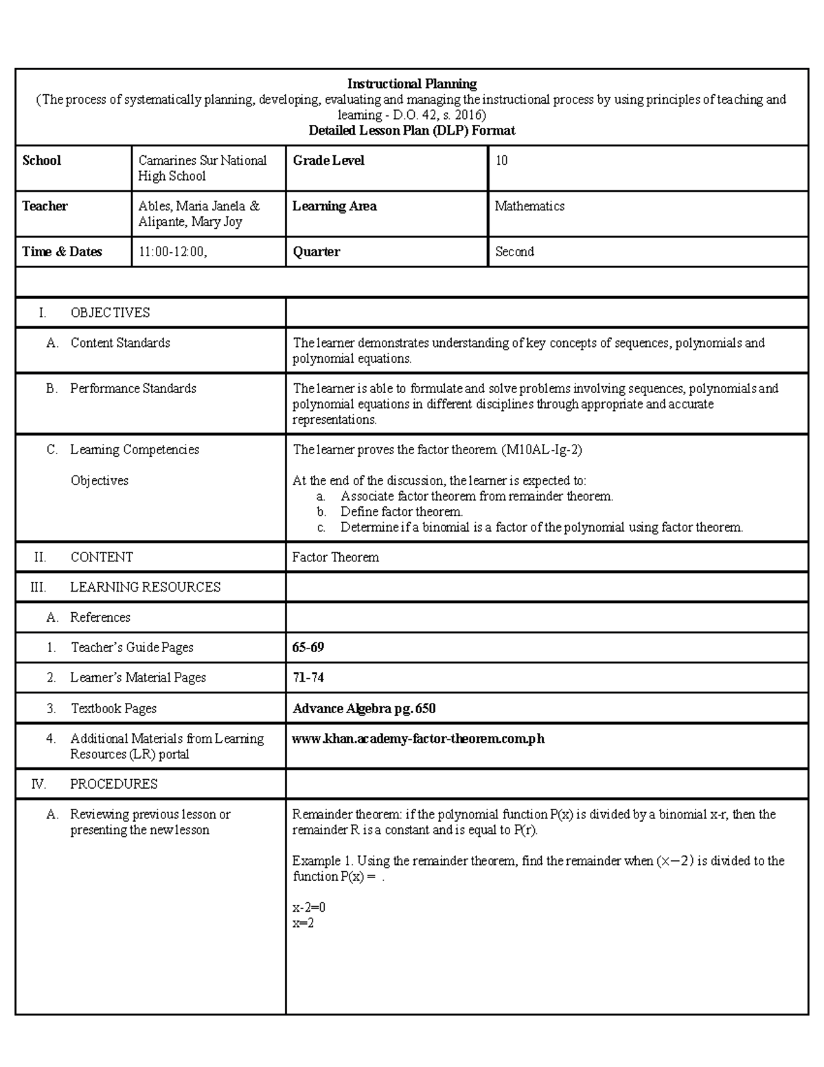 Lesson PLAN - (The process of systematically planning, developing ...