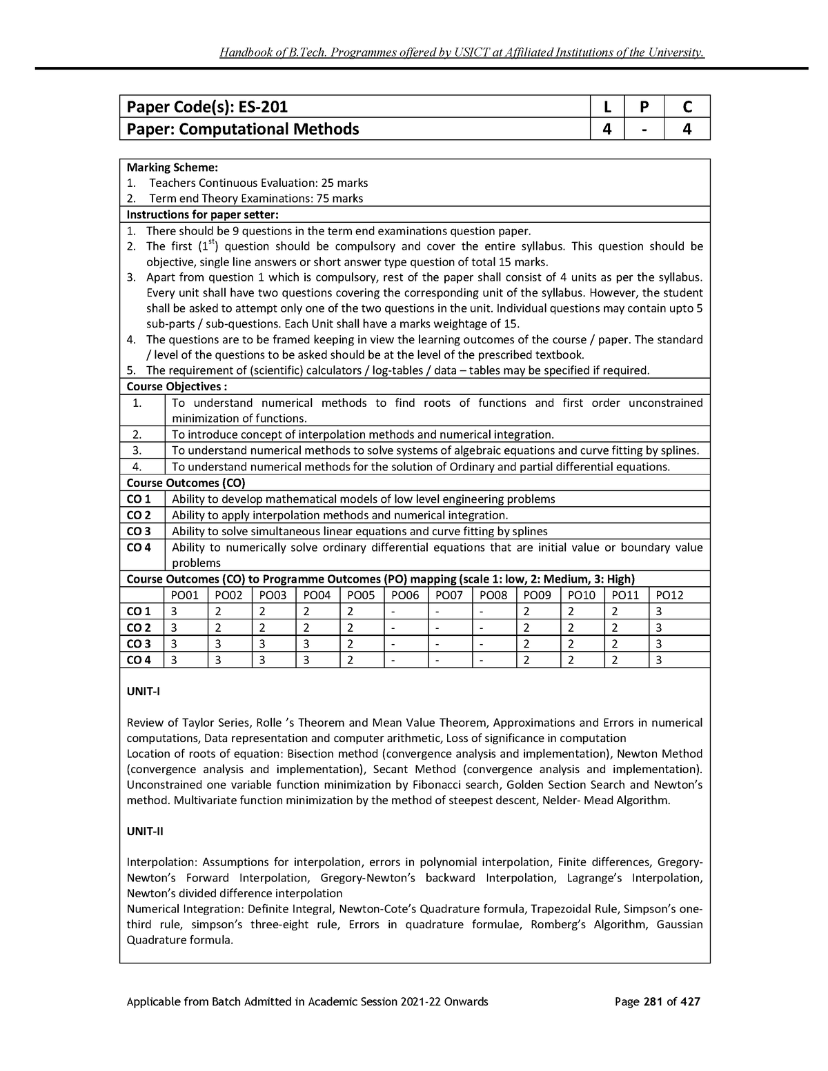 Computational Methods - Handbook Of B. Programmes Offered By USICT At ...