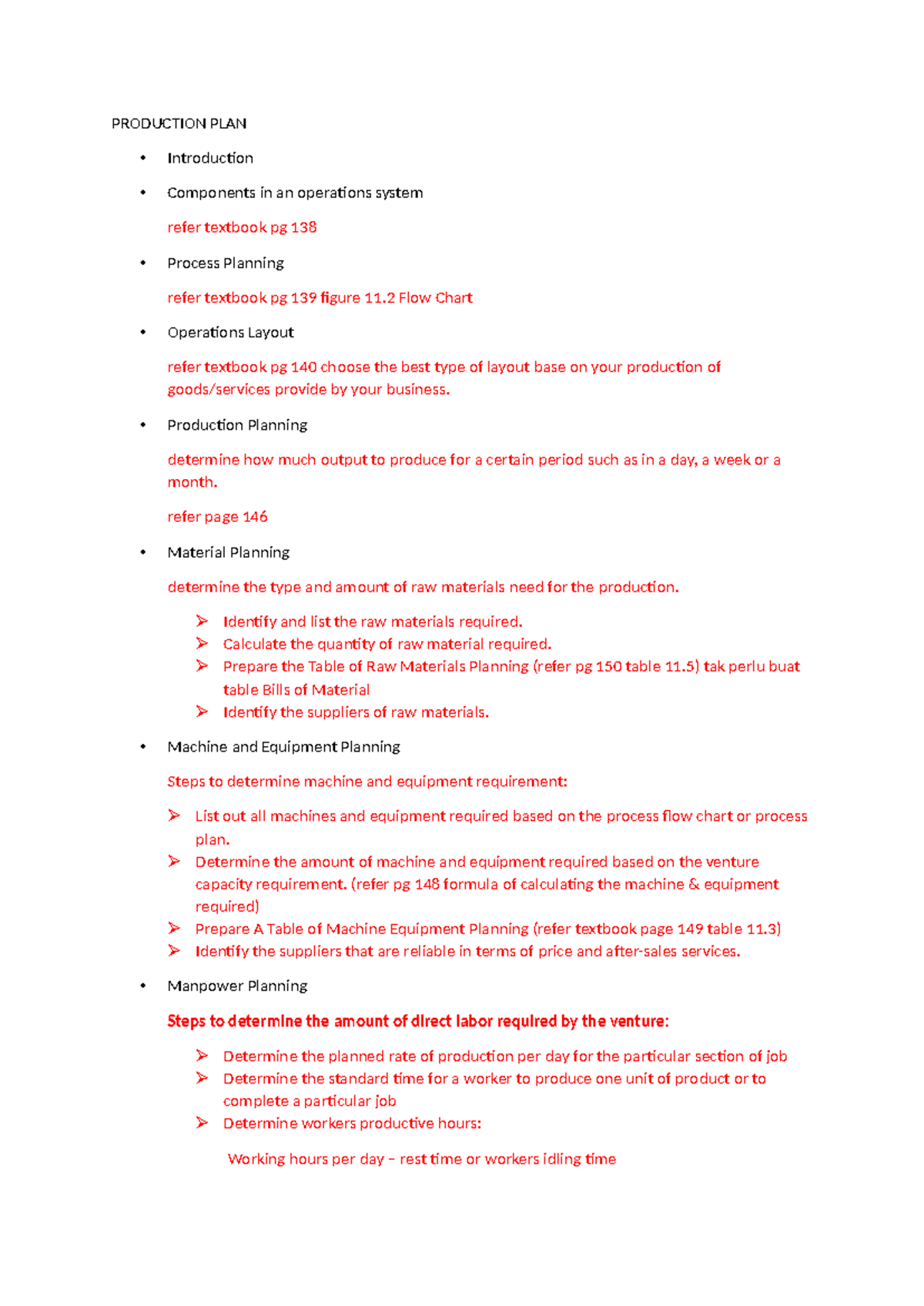 Template for opreation plan - PRODUCTION PLAN Introduction Components ...