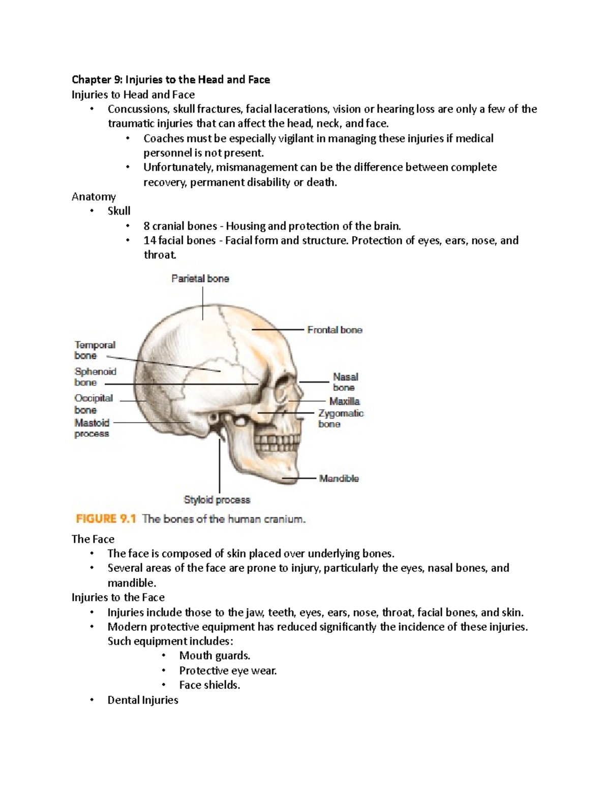 Ch 9 - injuries to the head and face - Chapter 9: Injuries to the Head ...