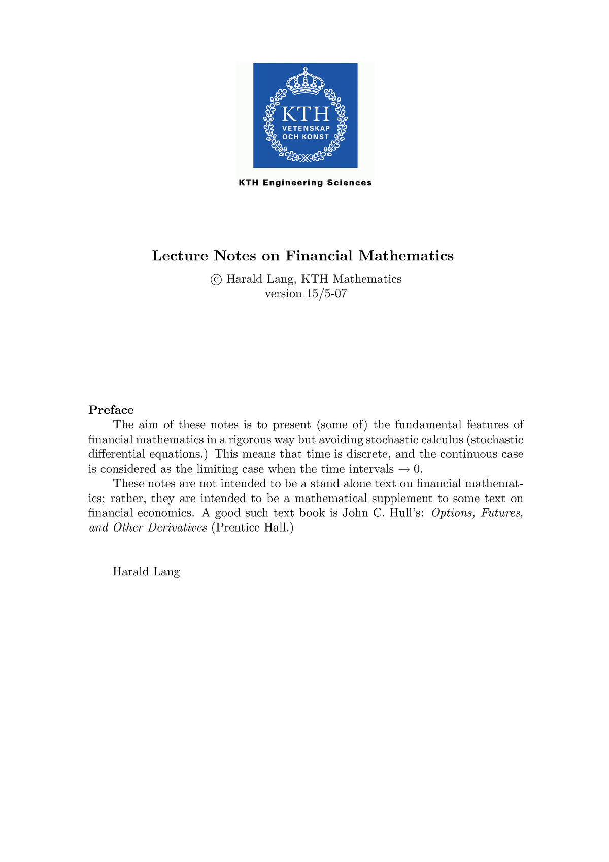 master thesis kth financial mathematics