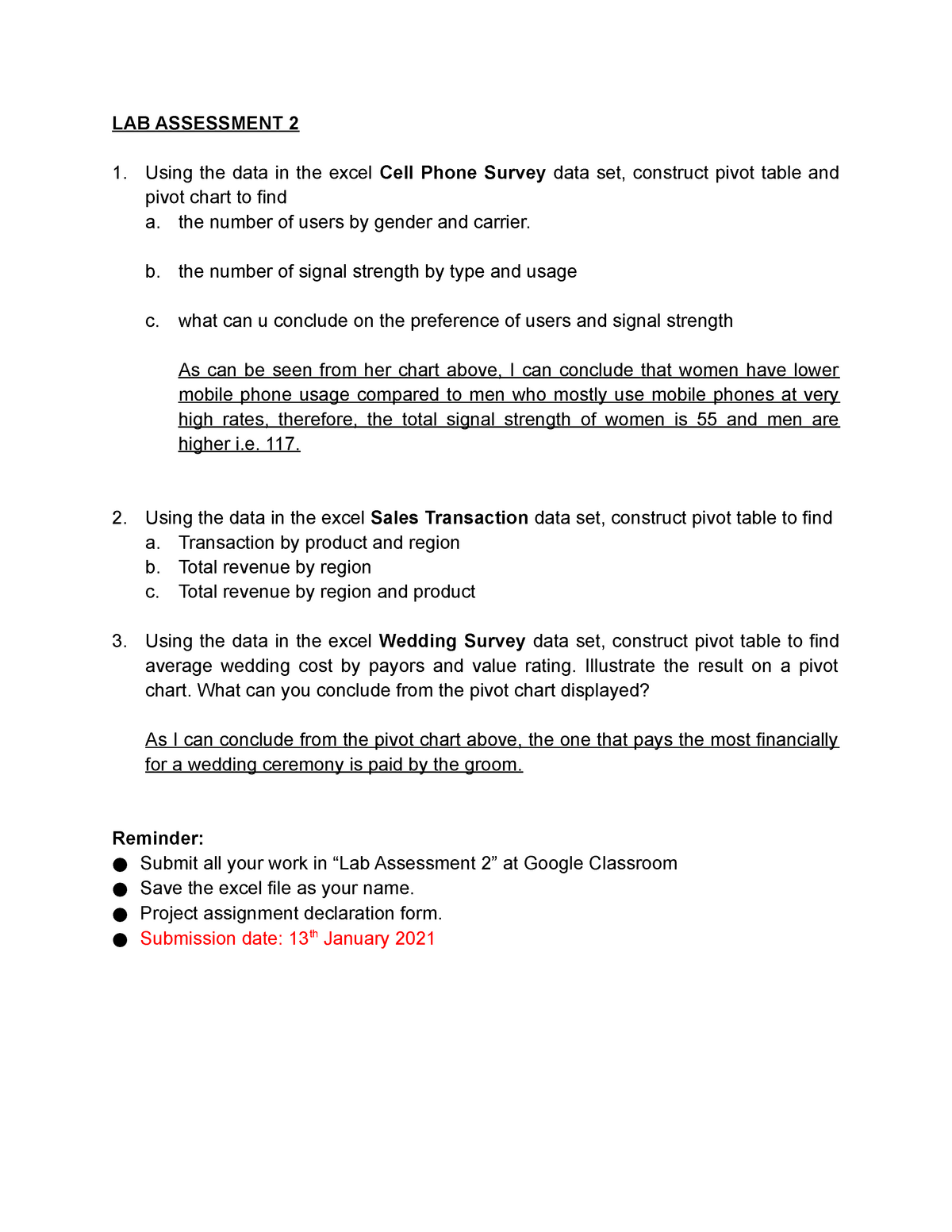 Instruction Lab Assessment 2 LAB ASSESSMENT 2 Using The Data In The 