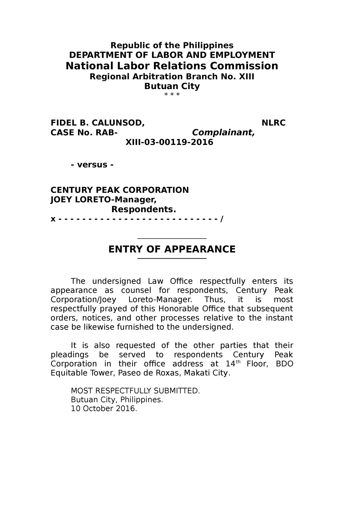 sample-entry-of-appearance-republic-of-the-philippines-department-of