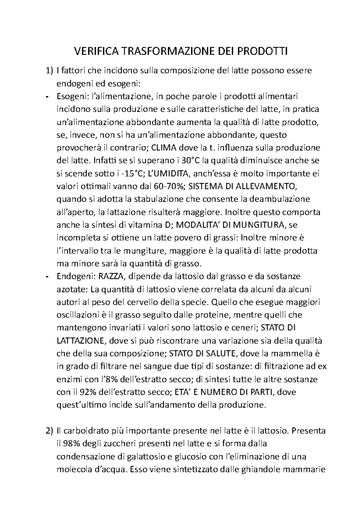 Trasformazione Dei Prodotti Verifica Trasformazione Dei Prodotti I Fattori Che Incidono Sulla