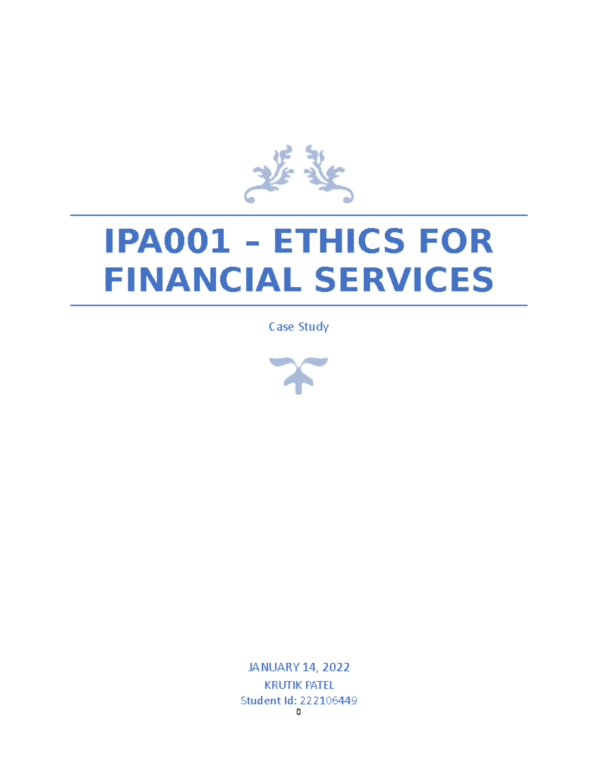 Ethic and financial service - IPA001 – ETHICS FOR FINANCIAL SERVICES ...