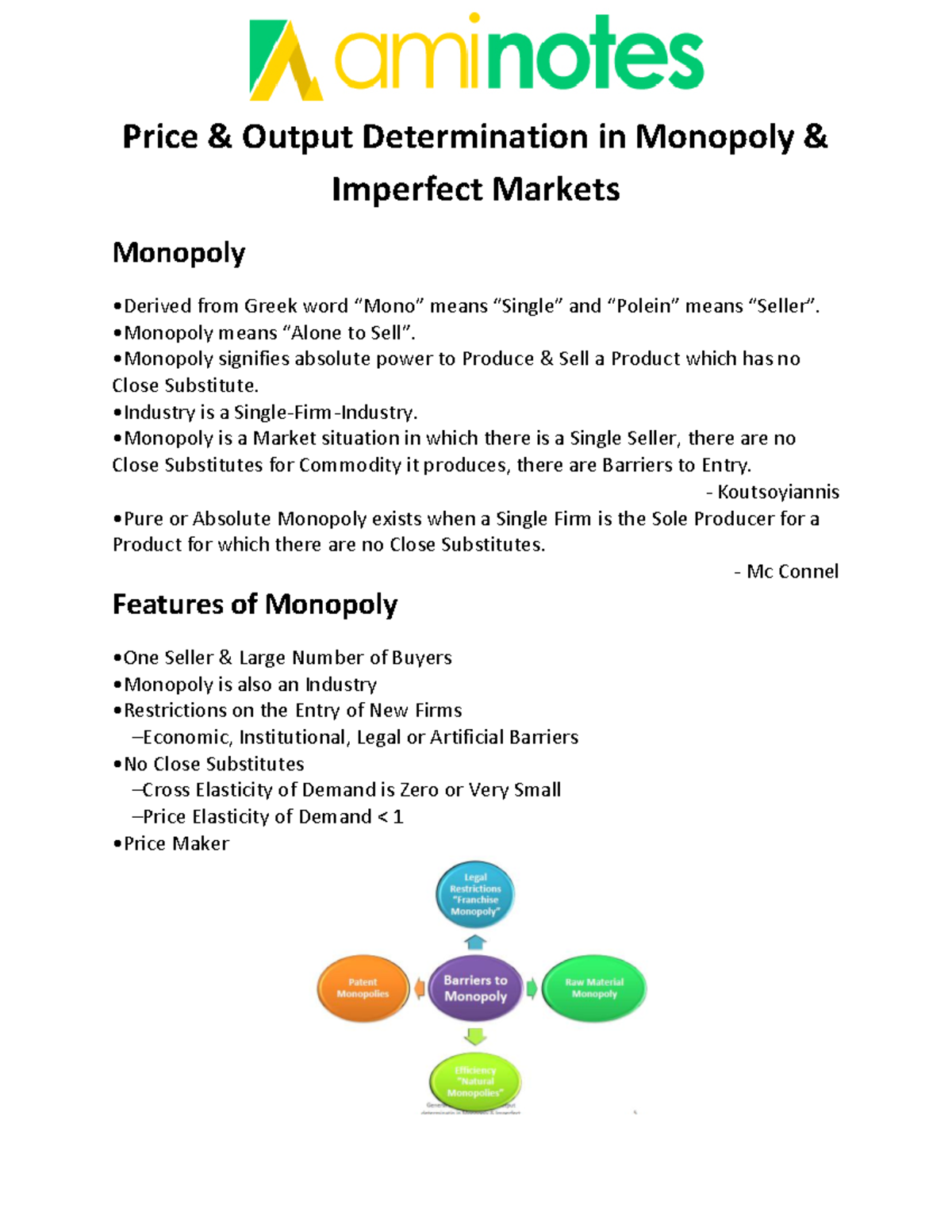 Market lecture notes - Price & Output Determination in Monopoly ...