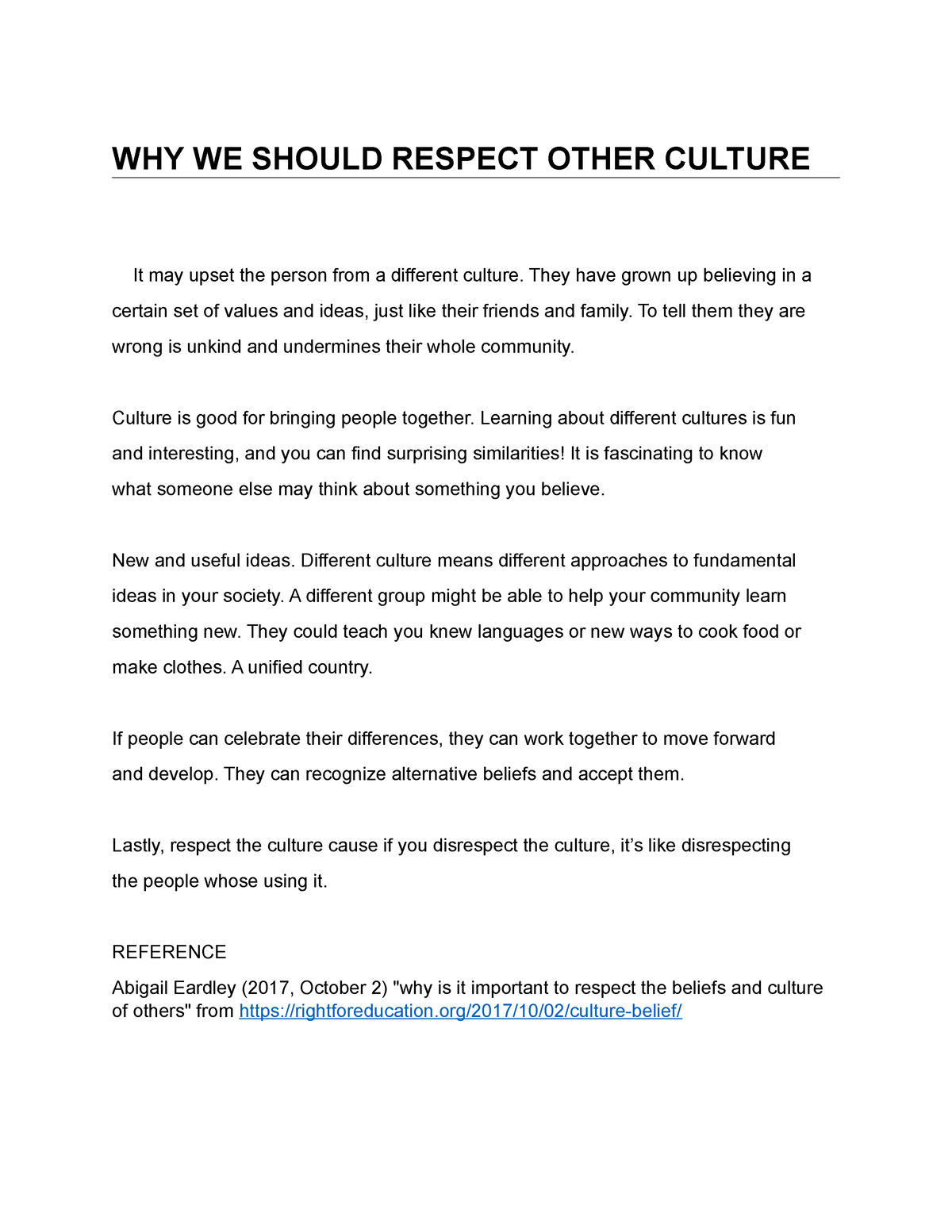 respect different cultures essay