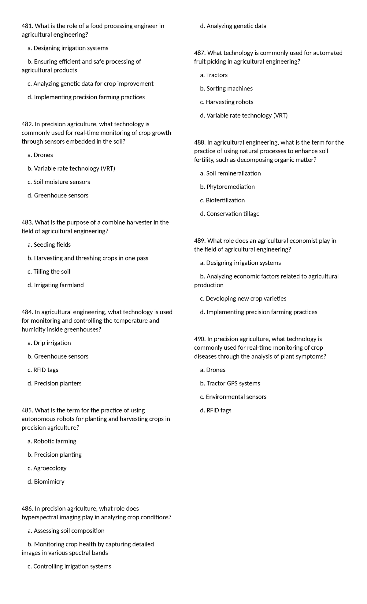 Practice exam advanced math - What is the role of a food processing ...