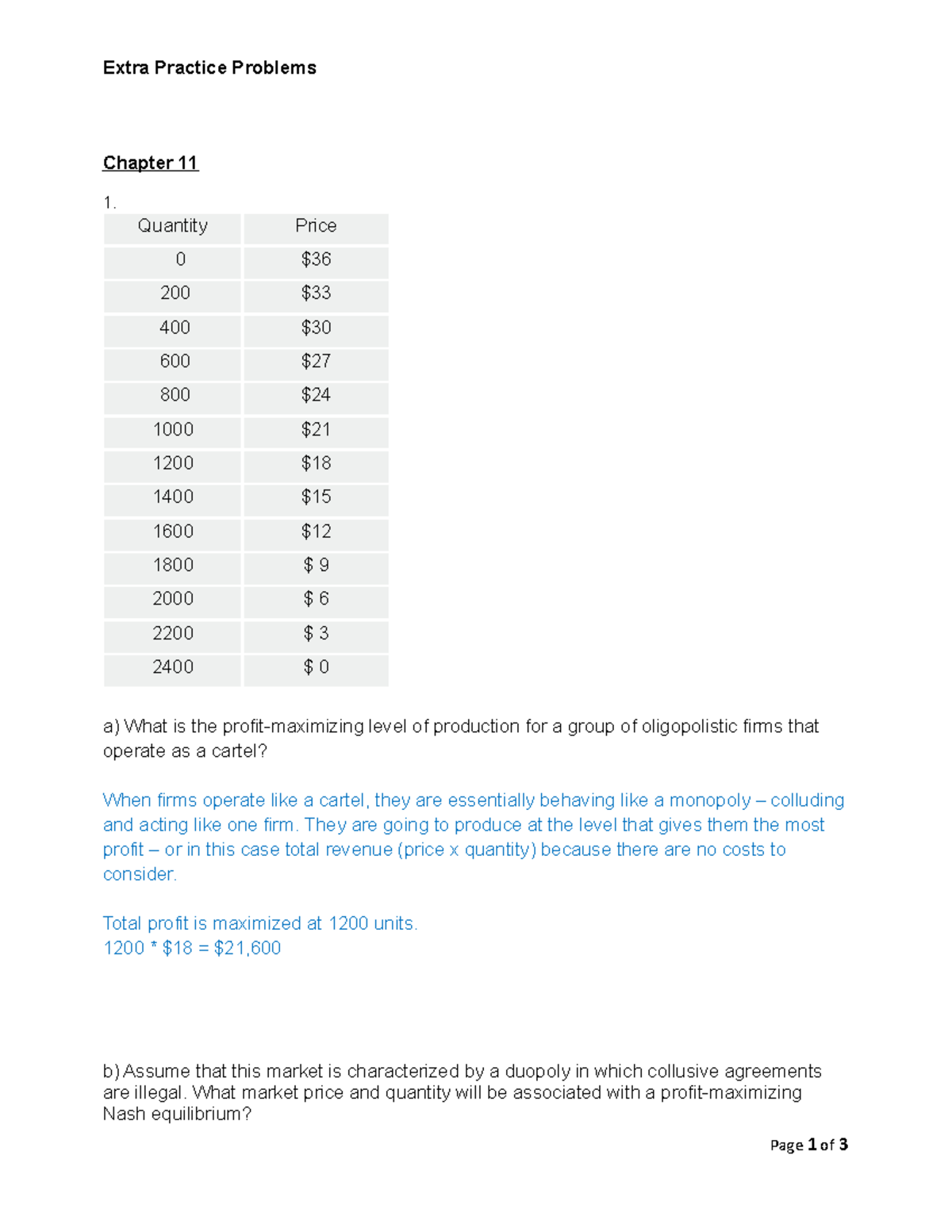 Chapter 11 and 12 Practice Problems ANS - Extra Practice Problems ...