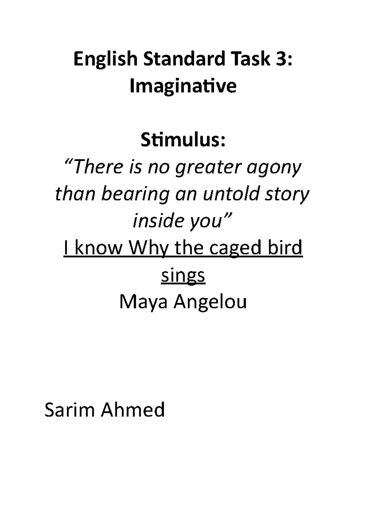 English Task 3 Module C Imaginative English Standard Task 3