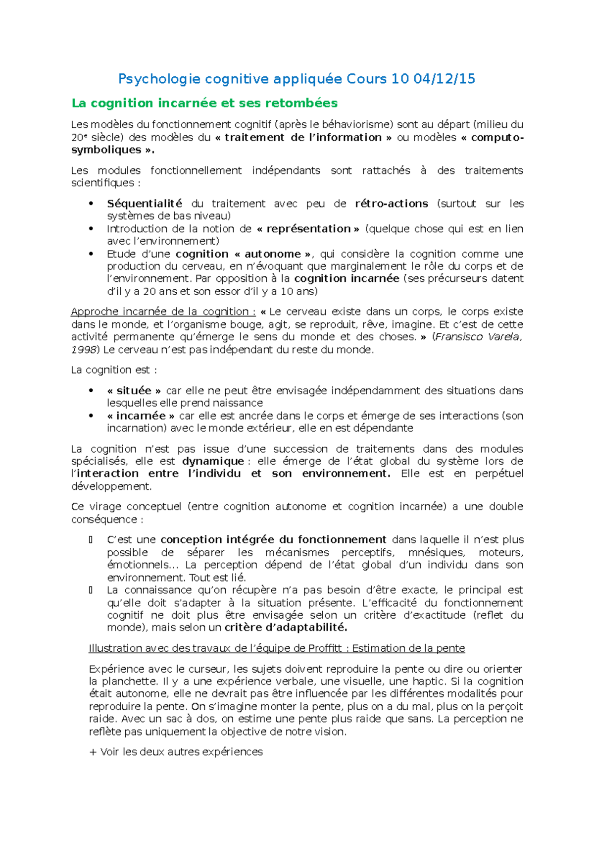 9 Cognition incarnée Psychologie cognitive appliquée