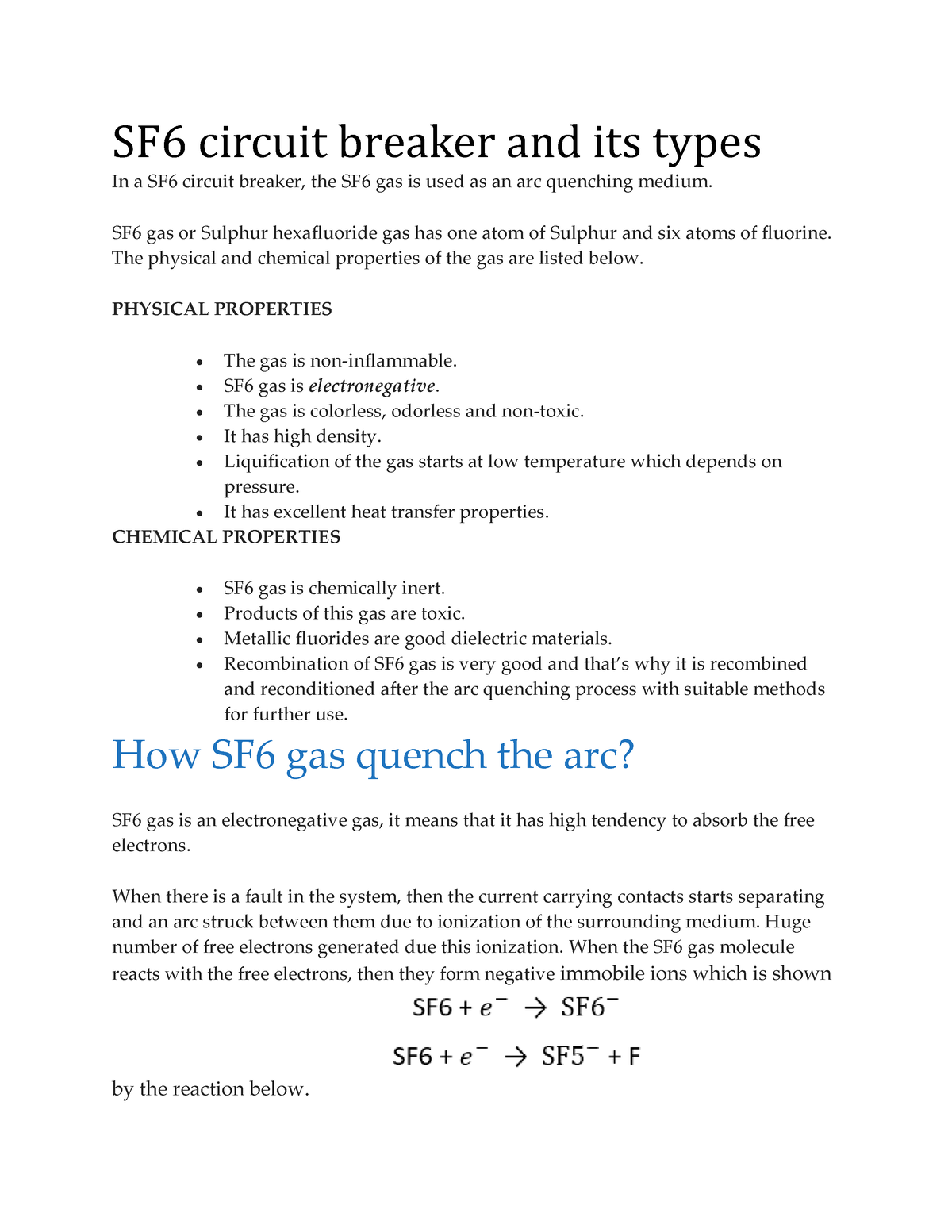 SF6 circuit breaker and its types Basic Electrical Engineering Studocu