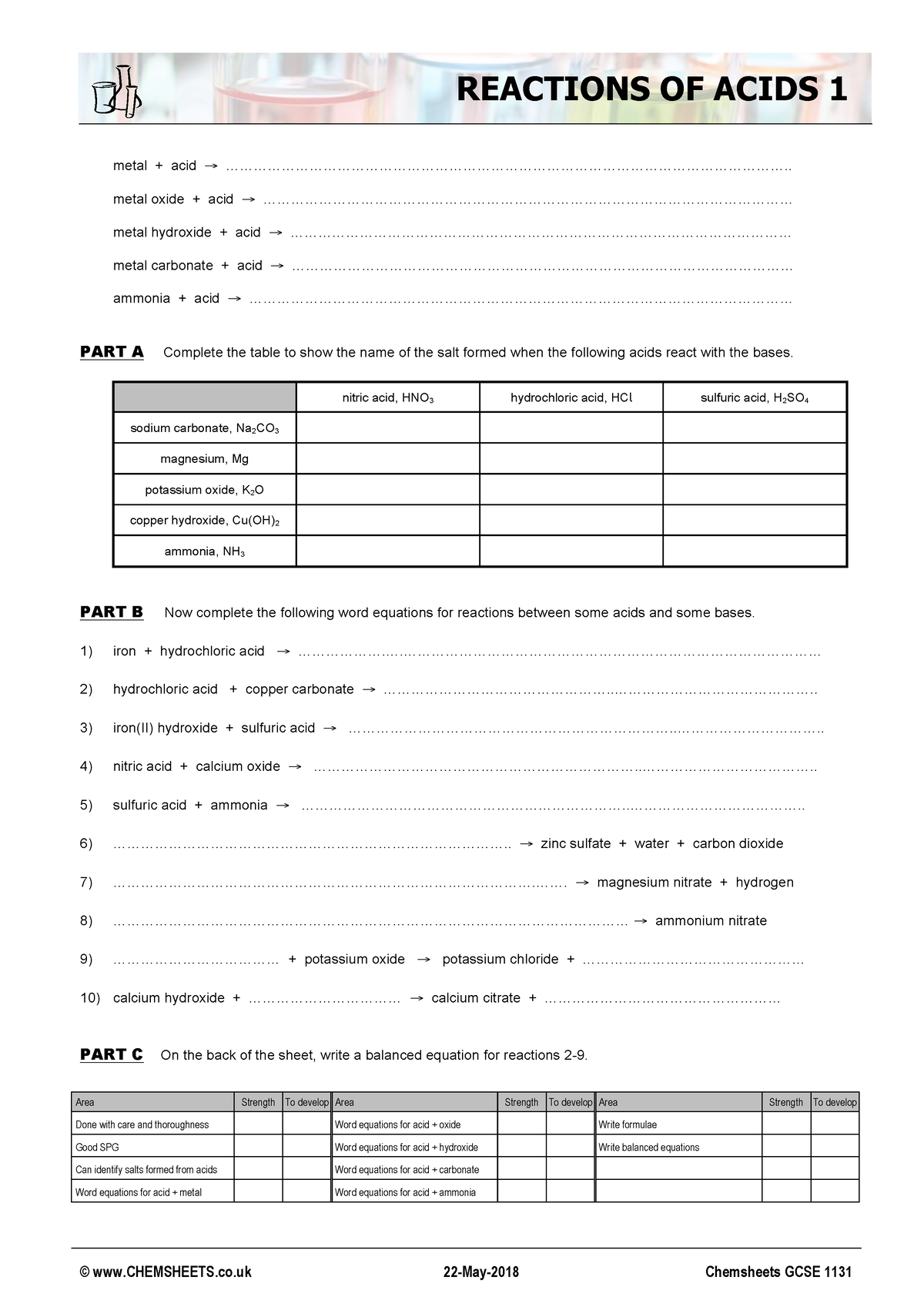 Chemsheets GCSE 1131 Reactions Of Acids 1 - © CHEMSHEETS.co 22 - May ...