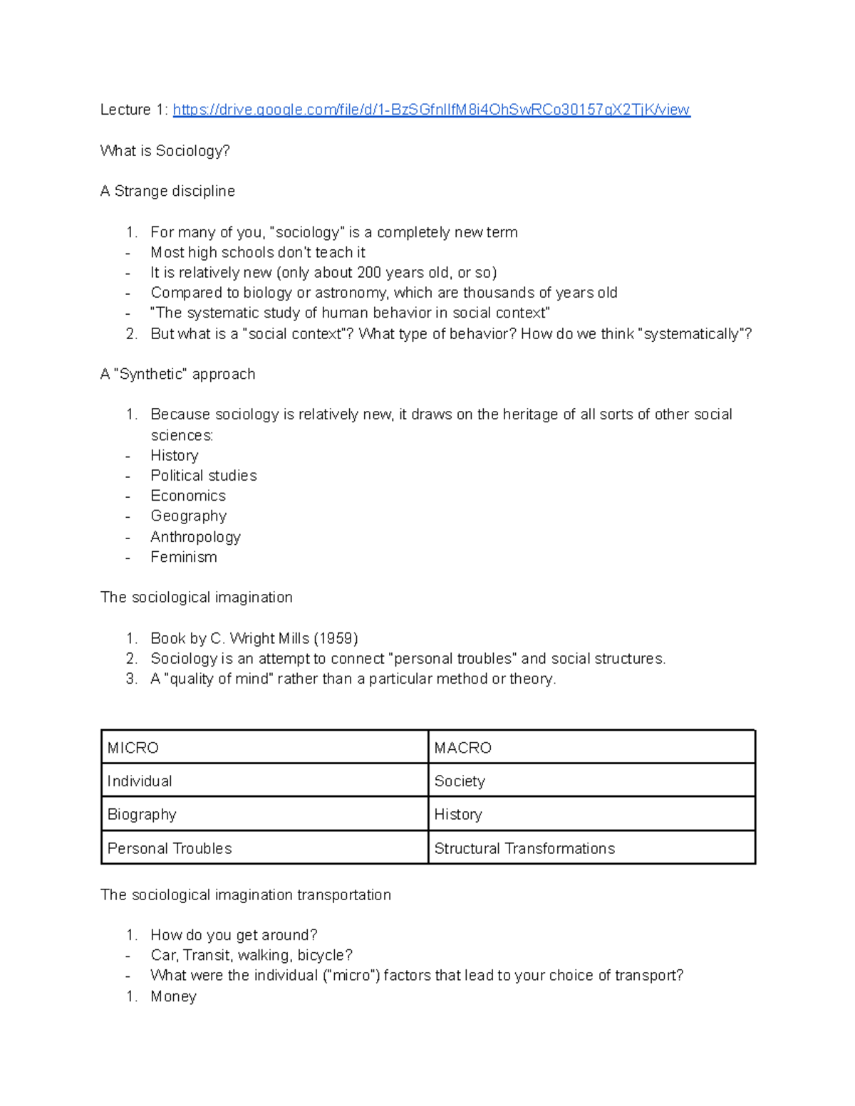 Week 1 Note. Soc 101 - Good Luck!! - Lecture - Studocu