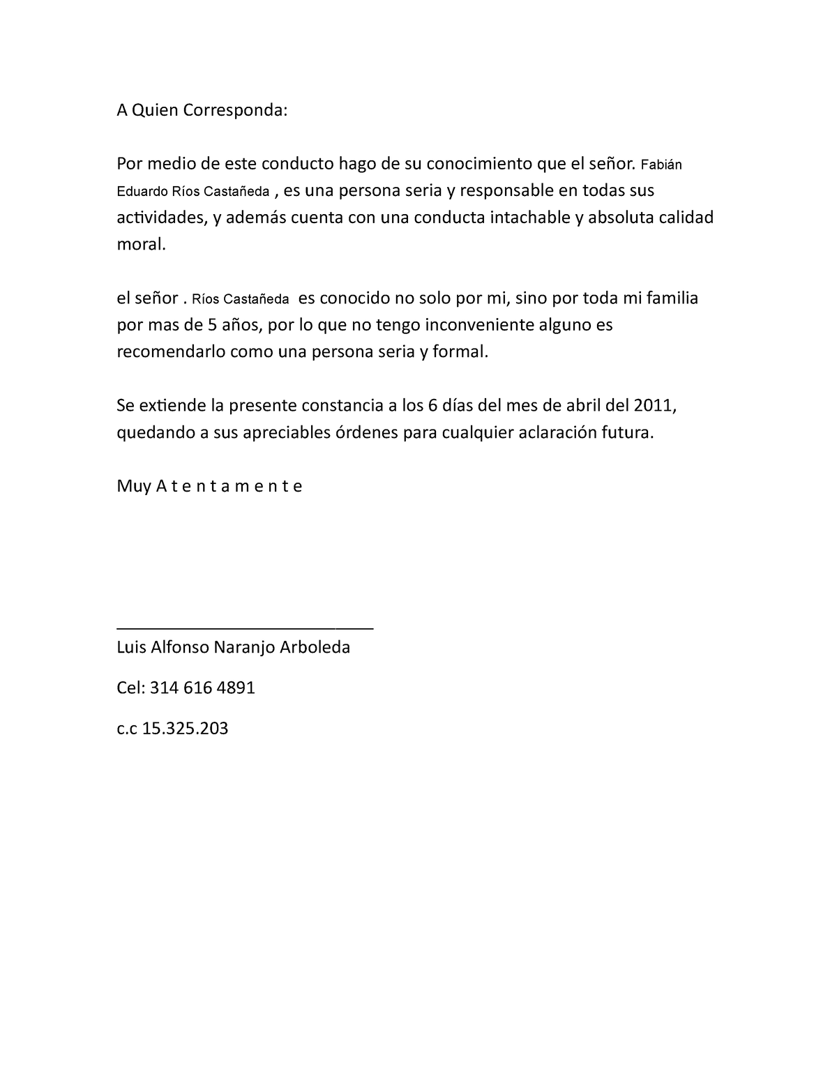 52870338 Carta De Recomendacion Personal A Quien Corresponda Por Medio De Este Conducto Hago 2191