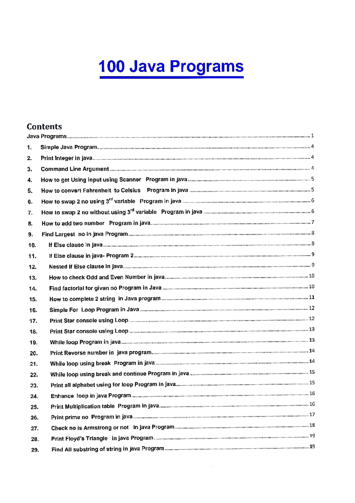 100 programs of java - computer science - Studocu