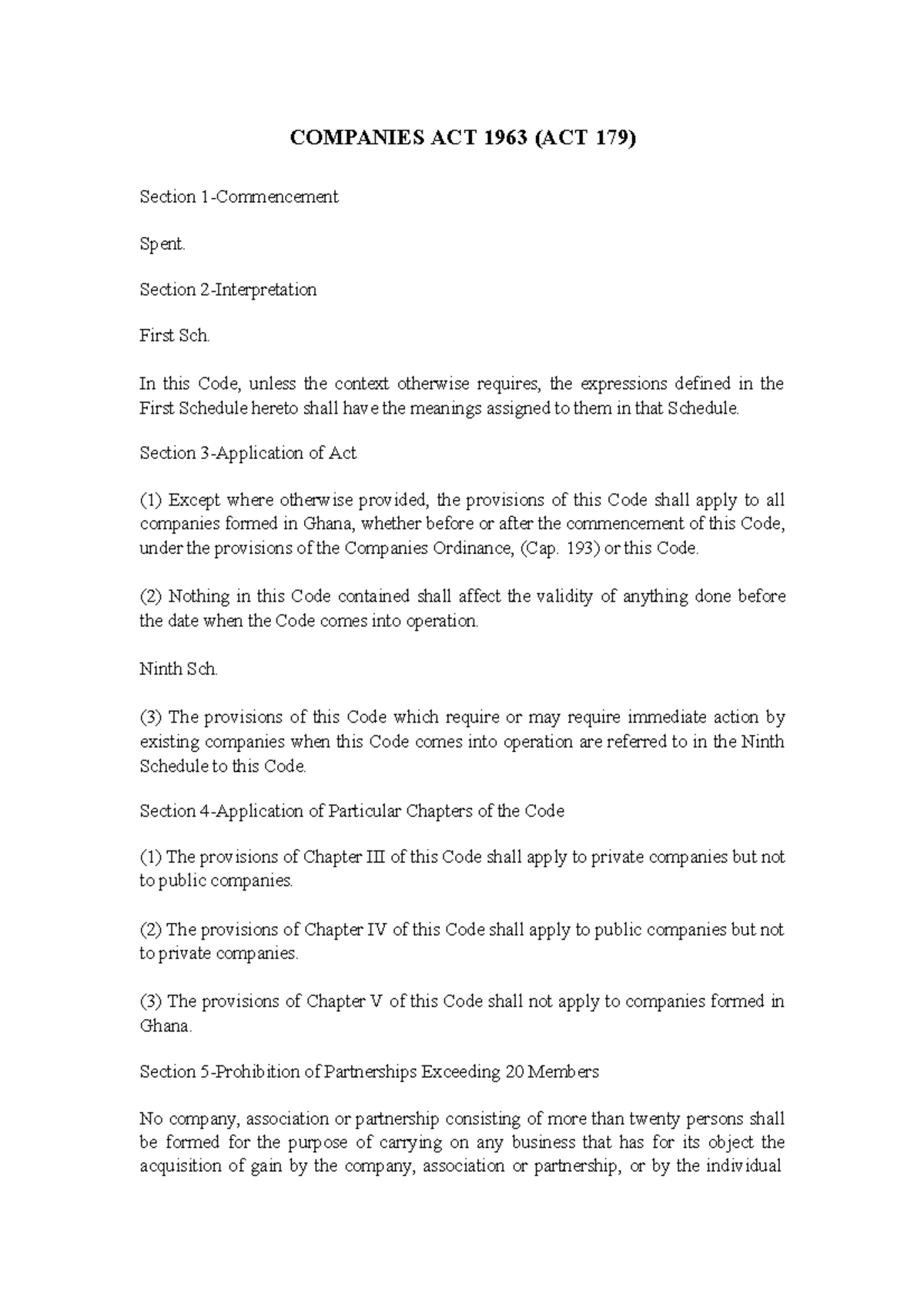 CompaniesACT1963Act179.pdf COMPANIES ACT 1963 (ACT 179) Section 1