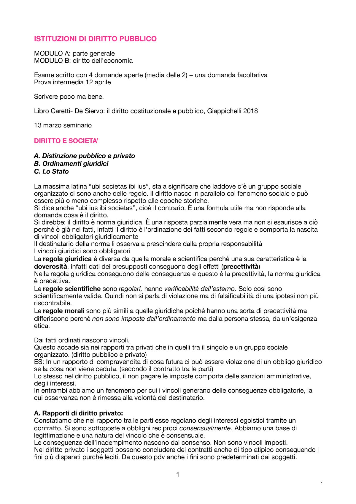 Appunti Di Diritto Pubblico Prof. Pio Giuseppe Rinaldi - ISTITUZIONI DI ...