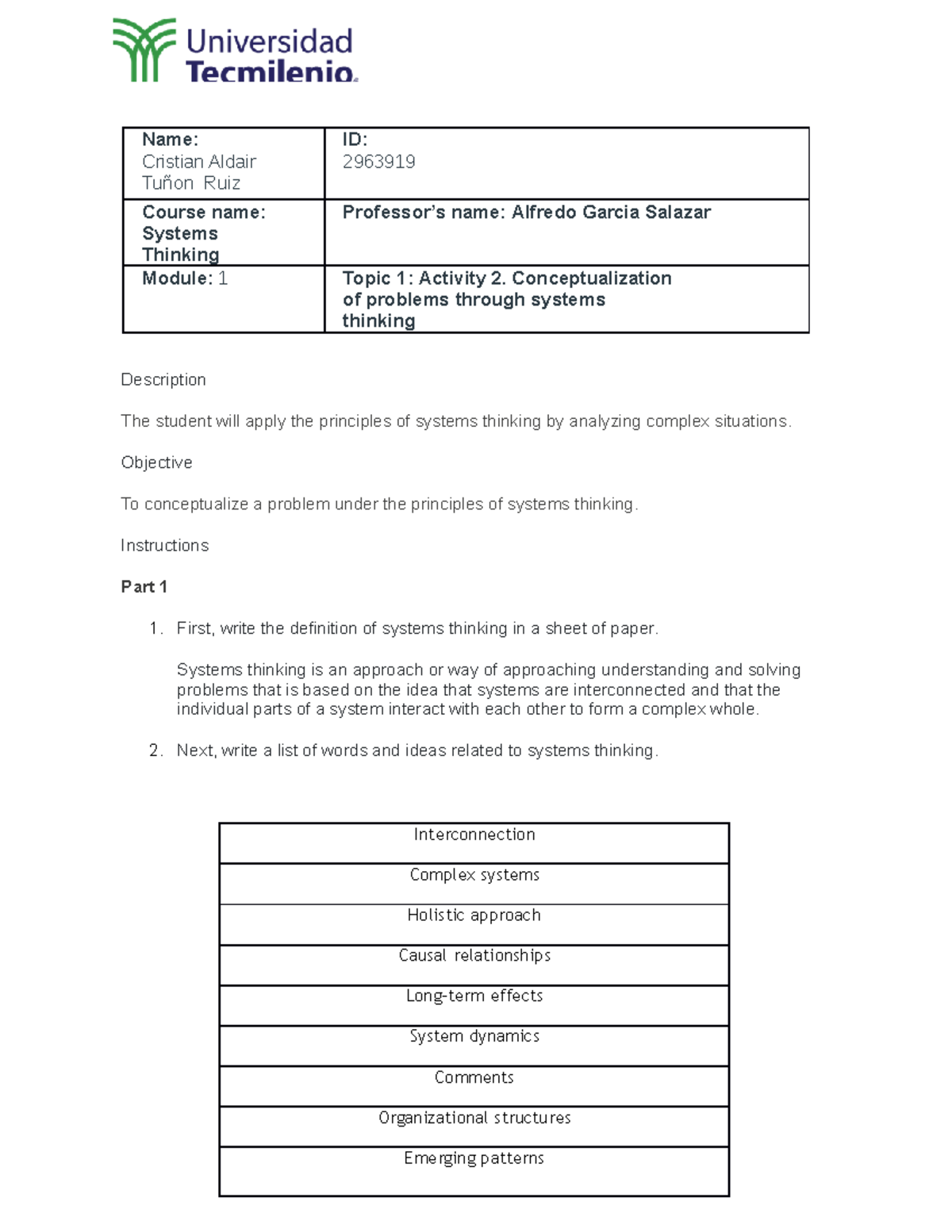 Activity 2 - Actividad con 100 - Name: Cristian Aldair Tuñon Ruiz ID ...