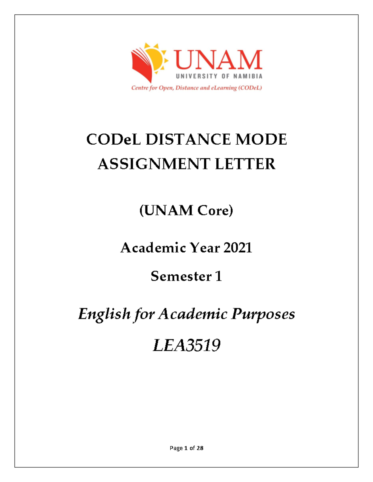 English For Academic Purposes Assessments For Semester 1 2021 CODeL 